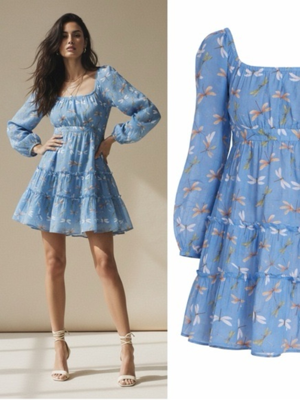 NWT OLIVIA by‎ Livro Cin Cin Blue Dragonfly Mini Dress Cotton Summer Medium